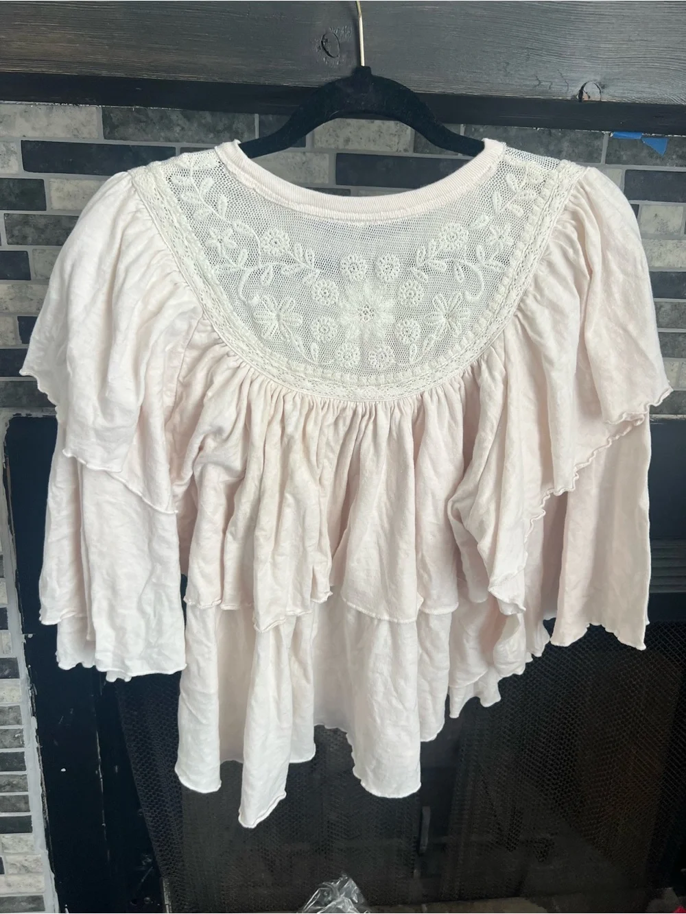 Free People Rose Party Tee – XL – White – Like New Boho Tiered Cream Peasant Top